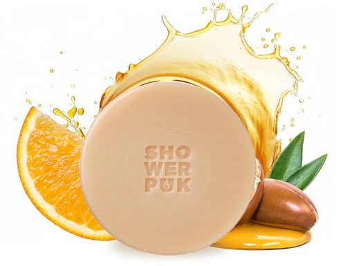 Shower PUK All-in-One Bar: Natural Shampoo, Body Wash & Face Soap with Shea Butter, Argan Oil & Long-Lasting Citrus Scent - Eco-Friendly, Plastic-Free, Vegan - Refill