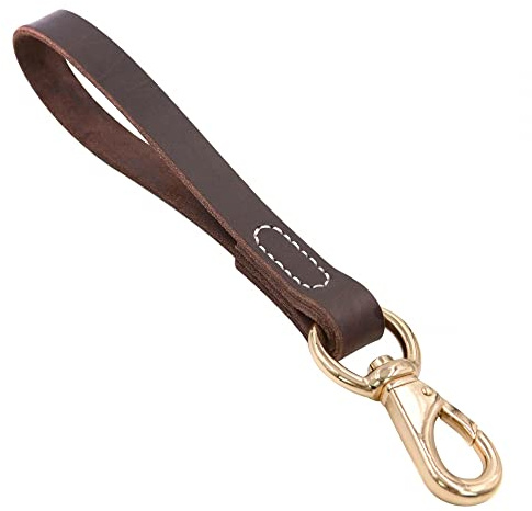 DONGKER Kurzführer Hund 30cm, Leder Führleine für Hunde, 2cm Breite, Hundeleine Kurz für Kleine Mittlere Große Hunde
