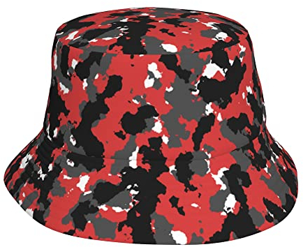 Bloodshot Camo Rot Urban Unisex Fischerhut Sommer Reisen Strand Sonnenhut Fischermütze mit breiter Krempe