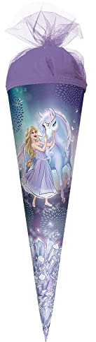 ROTH Cornet surprise Reine dans la glace 35 cm – Rond rouge (h) avec fermeture en tulle – Sac à sucre cheval princesse reine