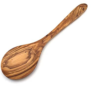 XL Cuillère de cuisine longueur au choix, extra large, cuillère, ustensile de cuisine en bois d'olivier fait à la main (35 cm)