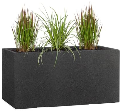 Pflanzwerk® Pot pour plantes TUB Granit Anthracite 40x80x40cm XXL – Rectangulaire – Grand pot de fleurs en fibre de verre pour l'intérieur et l'extérieur - Résistant au gel - Protection UV – Qualité