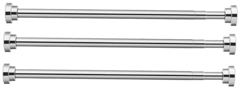 3 Stück 80cm Duschvorhangstange ohne Bohren verstellbar von 85cm bis 140cm, ausziehbare Teleskopstange für Dusche & Badewanne, Vorhangstange aus Edelstahl zum Einklemmen, Garderobenstange in Silber