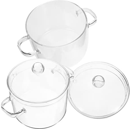MAGICLULU 2pcs Glass Cooking Pot Glass Soup Pot for Kitchen for Cooking for Noodles Lid Multi-use