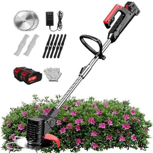 FANYING 82800Mah Electric Cordless Weed Eater Portable Brush Cutter To Trim Weeds Rechargeable Home Edging Tool With 3 Blades For Garden, Lawn, Yard,24V/4.0Ah