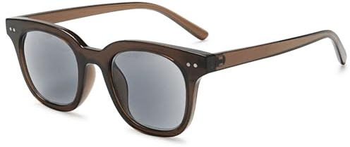 VEVESMUNDO Sonnenlesebrille Getönt Lesebrille Damen Herren Rechteckig Sonnenbrille Blaulichtfilter Hornbrille Sehhilfe mit Sehstärke