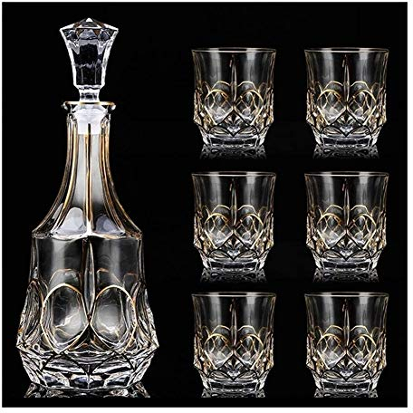 Estante para botellas Estante para vinos Soporte para copas de vino 7 piezas Vasos Vasos Decantador de whisky Vasos Decantadores Juegos de vasos de whisky Jarra Decantador Alcohol Idea de regalo