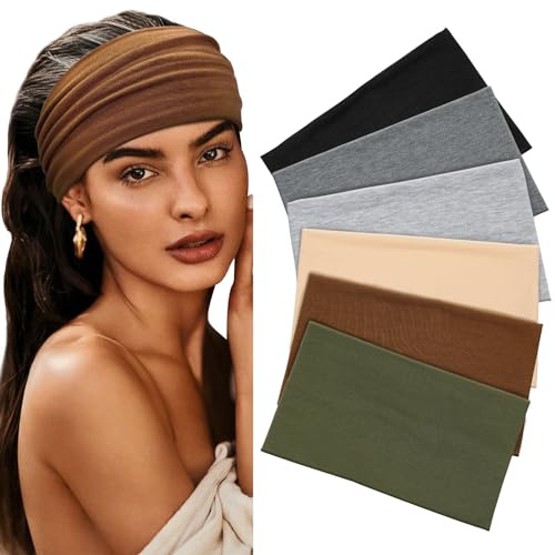 BELEVO Wide Headbands for Women's Hair, Fashion Hair Accessories (Green) | Ultra-wide 5.9in headbands tames messy hair, Stretchy and Non-slip, Soft and Comfortable, for Sports, Yoga, Makeup & Running