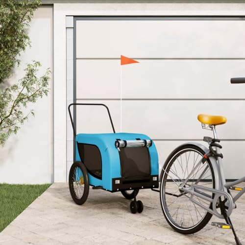 CIADAZ Pet Bike Trailer Blue and Black Oxford Fabric and Iron, Dog Bike Trailer, Dog Pushchairs For Small Dogs, Bicycle Towing, Dog Stroller, Dog Disabled Scooter, Bicycle Trailer For Dogs94030