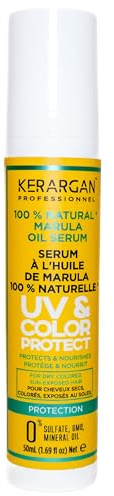 Kerargan - Sérum Capillaire Protecteur UV & Couleur à l'Huile de Marula pour Cheveux Secs et Colorés - Anti-Frisottis, Lissant, Hydratant - Sans Sulfate, OGM, Huile Minérale - 50ml