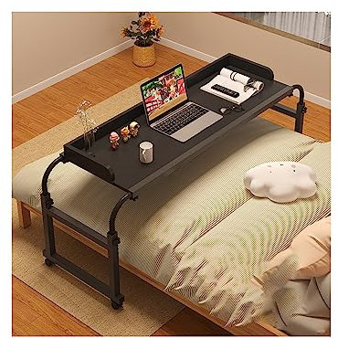 Überbetttisch mit Rollen, rollender Laptopständer über dem Bettschreibtisch, Verstellbarer Winkel und Höhe der Schreibtischplatte, Kingsize-Queensize-Betttisch, Betttisch auf Rolle