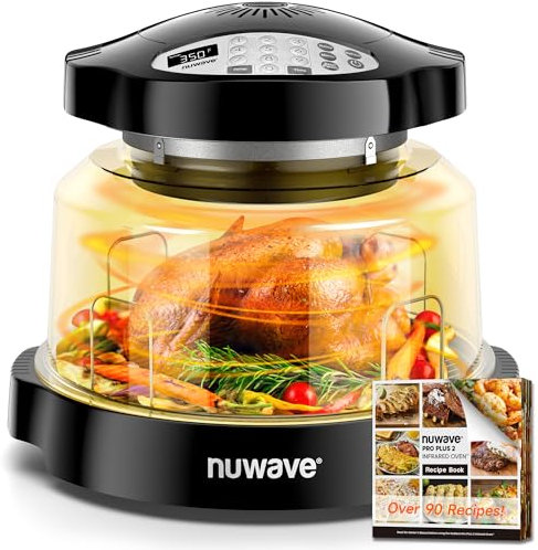 Nuwave Oven Pro Plus Air Fryer, Infrared Worktop, Advanced Convection 2024, No Thawing or Preheating, Fresh or Frozen Cooking, Durable Feeding Dome, 100 Presets