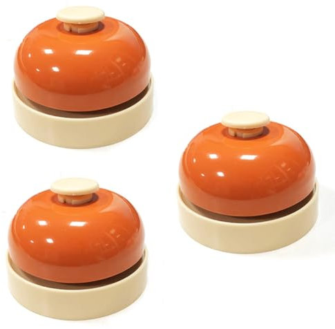 Lot de 3 Service de Bell, Sonnettes D'appel, Cloche de Salle à Manger de Service, Sonnette de Comptoir, Sonnette de Réception, Cloches de Table pour Hôtel Restaurant Kitchen Mariage Bureau (Orange)
