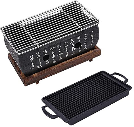 Griglia Giapponese Hibachi Barbecue Portatile Stufa a Carbone Barbecue Yakitori Barbecue a Carbone Barbecue da Tavolo Accessori per Feste Attrezzi per Barbecue Domestici (Dimensioni: Forno Grande +