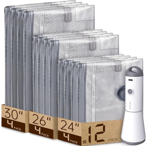 Vacbird 12 Pack Vacuum Bags for Travel with Rechargeable air Pump, Carry-on Size Vacuum Seal Bags for Luggage and Suitcase Compression, Space Saver for Clothes and Clothing Travel