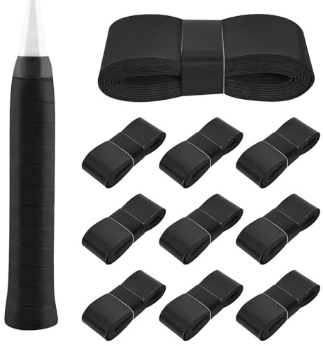 Lunaanda 10 Pezzi Nastro Grip per Racchetta, Overgrip Padel, Overgrip per Racchetta da Tennis, Nastro per Impugnatura Racchetta, Overgrip Badminton, Antiscivolo, per Tennis, Badminton (Nero)