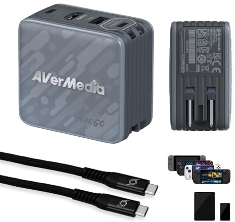 AVerMedia Tragbares Ladegerät für Nintendo Switch, Steam Deck Dock, 100W GaN Schnellladung USB C Hub, TV Dockingstation mit 4K60 HDMI, kompatibel mit iPhone, iPad, Laptop, PC, Gaming Zubehör