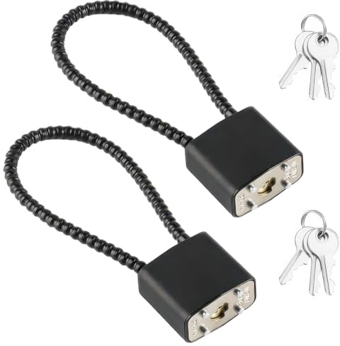 2 Stück Kabelschloss mit Schlüssel, Schloss mit Drahtseil und Schlüssel, Robustes Vorhängeschloss für Koffer, Vorhängeschloss mit Schlüssel, für Koffer, Tor, Fahrrad, Schließfach, Werkzeugkasten