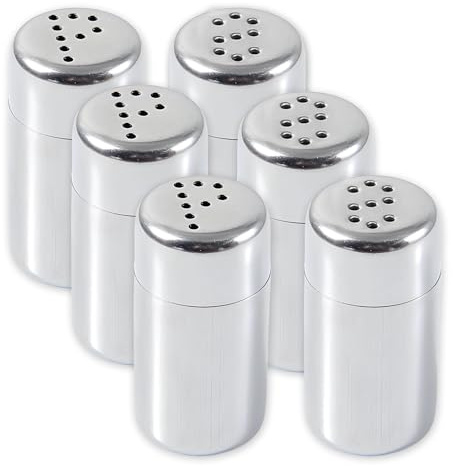 Salt and Pepper Shakers Sets 6 Pcs Mini Spice Shaker Travel Salt and Pepper Pots Set Stainless Steel for Camping Travel