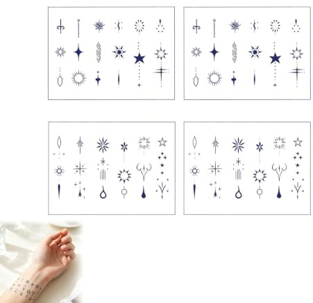 4 Blätter,Finger Temporäre Tattoos,Winzige Kleine Wasserfeste Hand,Fake Tattoos Schwarz Temporäre Klebetattoos,Mädchen Arm Tattoo Klebe Aufkleber,Für Frauen, Mädchen, Paare Und Familien