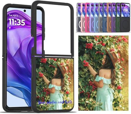 CAXKJE Black Personalisierte Schutzhülle für Samsung Galaxy Z Flip 7 6 5 4 3,mit Eigenem Foto Bild Text Individuelle Schutzhülle,PC Handyhülle Stoßfestigkeit Case,ZX-Black