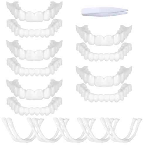 EIHI 5 Paires Ensemble Facette Dentaire a Poser Soi Meme, Couvre Dent Artificielle Supérieures et Inférieures,Prothese Dentaire,Pour Blanchir les Dents Imparfaites,Unisexe