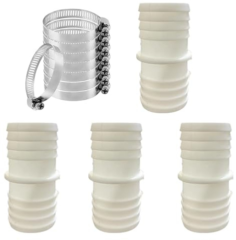 CUVZORA 4 Stück Schlauchverbinder 38mm auf 38mm, Poolschlauch Adapter mit 8 Edelstahl Schlauchschellen, Doppelschlauchtülle, Hochwertige Poolschlauch Verbinder, Pool Adapter