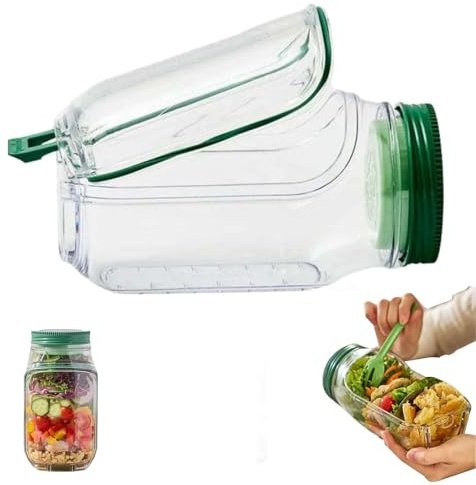 Ukisisi jar salade,Dosette à salade, pot à salade portable avec ouverture latérale,bol à salade fraîche,étui à sauce anti-fuite,Bocaux À Salade,Récipient À Pour Déjeuner,fruits
