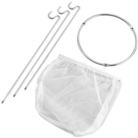 WJnflQN Jelly Strainer Stand - Reusable Jam Strainer Rack - Stainless Steel with 3 Hook Legs Nylon Mesh Filter Tool Kit for Home Kitchen Cooking Straining Juice Juicing Yogurt Canning Tea Broth Food