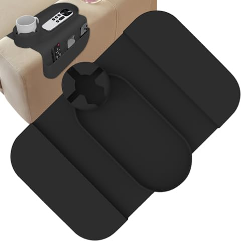 Yidueace Bandeja para Brazo De Sofá, Mesa de Reposabrazos de Silicona, Portavasos Antiderrame con Almacenamiento para Teléfono y Bolsillos Laterales para Sala de Estar Reclinable Hogar Dormitorio