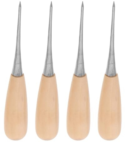 NOLITOY 4pezzi Strumento per Punteruolo Forma di Zucca Manico in Legno per Punzonatura di Spilli per Lavorazione Pelle Creazione Gioielli per Borse