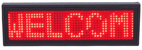Walfront LED-Namensschild, 12 X 48, Rotes LED-Schild, App-Steuerung, Abnehmbarer Magnet und Anstecknadel, für Messen, Partys und den Professionellen Einsatz