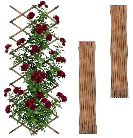 Relaxdays Rankgitter ausziehbar, 3er Set, 310x90 cm, Holz, geflammt | Wandmontage, Rankhilfe Kletterpflanzen, Holzgitter