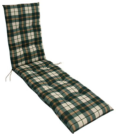 DEGAMO Auflage Boston für Liege Deckchair Relaxsessel, 46x175cm, grün/beige kariert