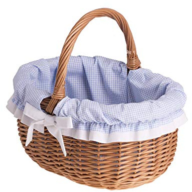 e-wicker24 Alles aus Weide Naturfärgad korg i vide, retro bygelkorg, vintage stil, pilkorg, oval