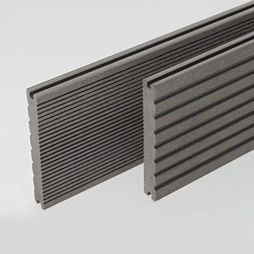 HORI® WPC BPC Terrassendielen Massivdiele Komplett-Set | Inkl. 28x50 mm Unterkonstruktion & Clips | Wetterfest, Pflegeleicht, Rutschfest & UV-beständig | Holzoptik Dielenlänge 4,00 m I Fläche 16m²