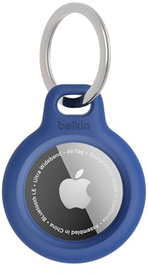Belkin F8W973 AirTag Case with Key Ring (Secure Holder Protective Cover for Air Tag with Scratch Resistance Accessory) - Blue