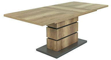 byLIVING Bea 140 AZ Säulentisch, ausziehbar, Synchronauszug, Artisan Eiche/Anthrazit, Holzwerkstoff, braun, 190 x 86, H 75 cm