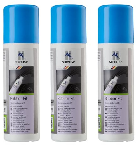 Normfest Rubber Fit – silikonfreier Gummipflegestift für Türdichtungen, Schiebedach- & Kofferraumgummis, pflegt & schützt vor Austrocknung, Rissbildung & Festfrieren, inkl. Auftragsschwamm – 3X 75 ml