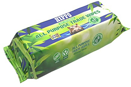 Hippo All Purpose Large Bamboo Wipe 80pk x6 - Multi All Purpose Wipes for Cleaning, Environmentally friendly, 100% Bamboo, Biodegradable, Surface/Wet Wipes, Cleaning, Household