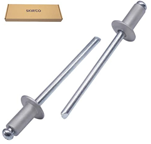 SKIR'CO (500 Stück) Lackierte Blindnieten 3,2 x 8 mm Kuppelkopf DIN 7337 Aluniete Popnieten (500 weiß Aluminium RAL 9006)