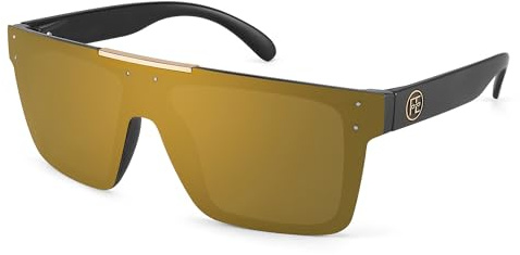 FEISEDY Polarized Sunglasses for Men, Oversized Square Flat Mirrored Z87 Lens, Fishing Driving Golf Outdoors Coastal B2990