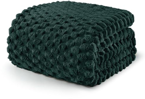 Exclusivo Mezcla Kuscheldecke Fleece Decke, Flauschige Sofadecke 150 x 200 cm, Jacquard-Überwurfdecke Wohndecke Tagesdecke, Warm und Leicht für Ganzjahreszeit, Dunkelgrün