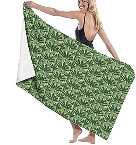 BAAROO Large Microfiber Bath Towel Blanket,Overlapping Windmill Palm Trees And Leaves,Bath Sheet Beach Towel for Family Hotel Travel Swim 130cm X 80CM