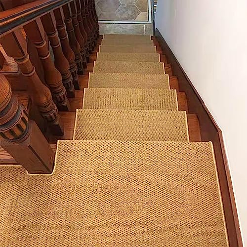 Stufenmatten Innen Ohne Kleben, Teppich Treppenstufen Selbstklebend Sisalimitat, Antirutschmatten Treppenstufen, Treppenschoner für Holztreppen, Treppenteppich Weich für Kinder Ältere Haustiere ( Colo