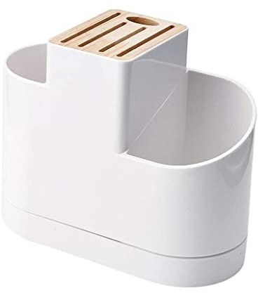 Porte Couteaux Bloc Couteaux Cuisine Porte-couteau En Plastique Étagère À Vaisselle Baguettes Couverts Support De Rangement Drain Cuisine Couteau Bloc Support Support Outils, Blanc Range Couteaux De C