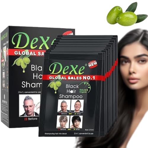 Black Hair Dye Shampoo Upgraded,MQUPIN Hair Shampoo Instant Hair Dye for Men Women Black Natural Ingredients Simple to Use Permanent(10 PCS)