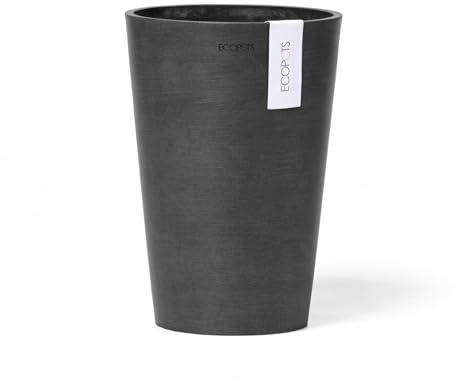 Ecopots Blumentopf Pisa Dunkel Grau - Durchmesser Ø 14 cm rund - für Schnittblumen, Gestecke - Pflanzentopf aus Recycling Kunststoff - Übertopf modern für Indoor und Outdoor