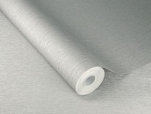 Rasch Vliestapete Einfarbig Linien Struktur Silber Metallic 608670