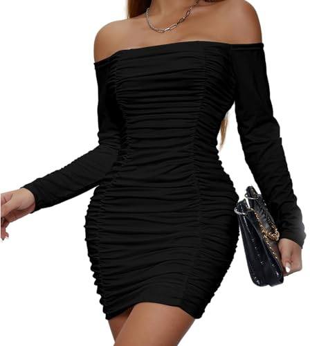 Belriviere Women Mini Dress Off The Shoulder Short Dresses S Black